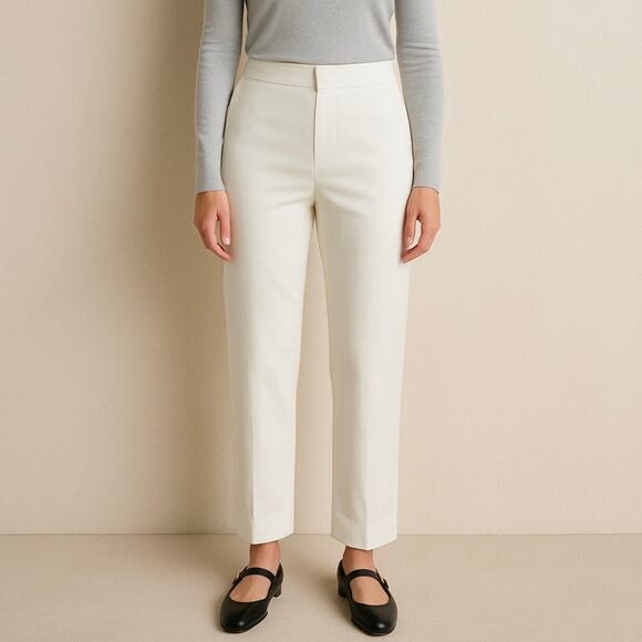 Jil Sander Cropped Pants Size 2 or 34 White Cotton Stretch Quiet Luxury Staple - Picture 1 of 10